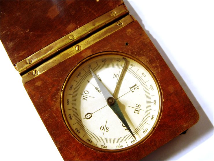 Picture Of Wooden Old Magnetic Compass